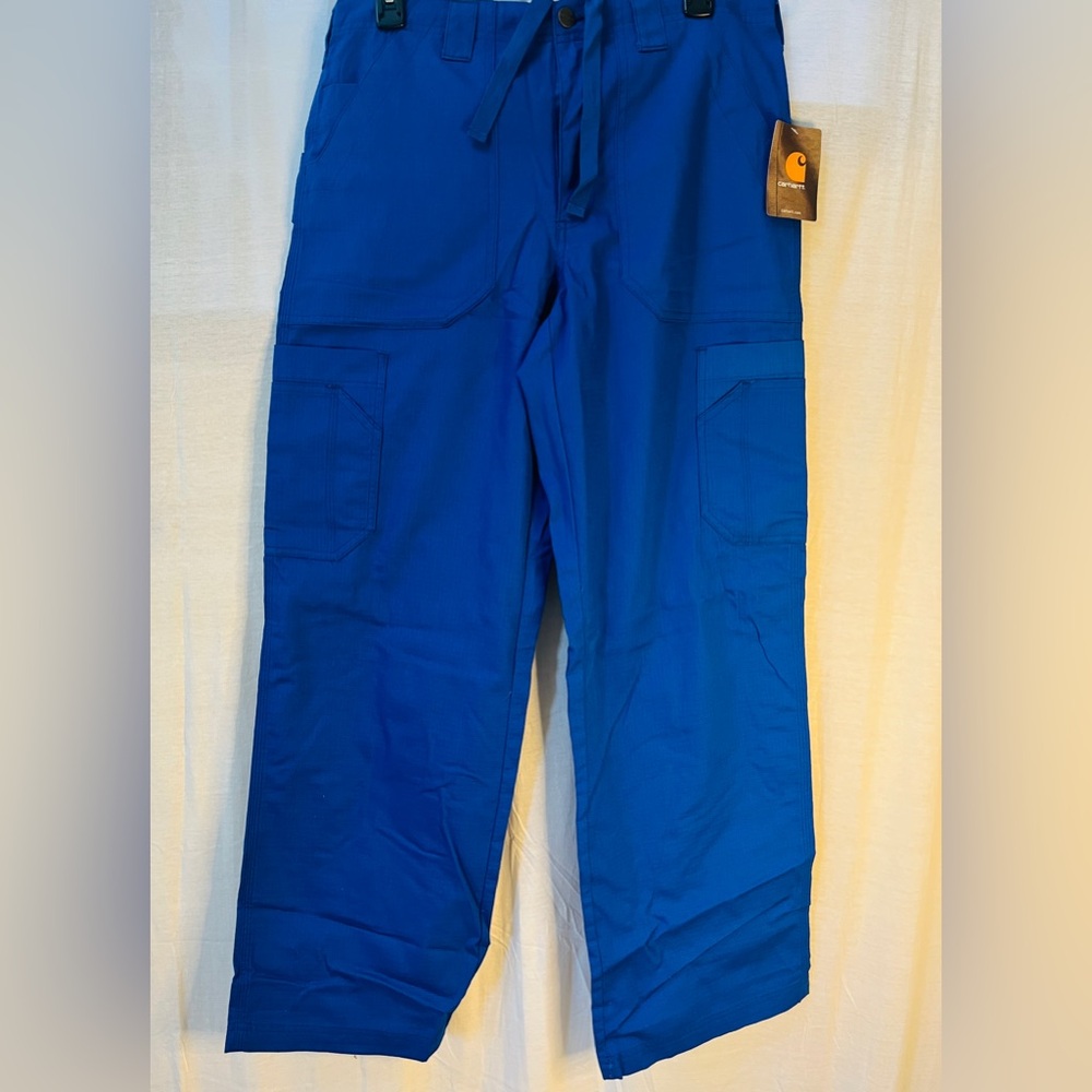 Premium Carhartt women’s royal Blue Cargo Scrub work Pants Sz small